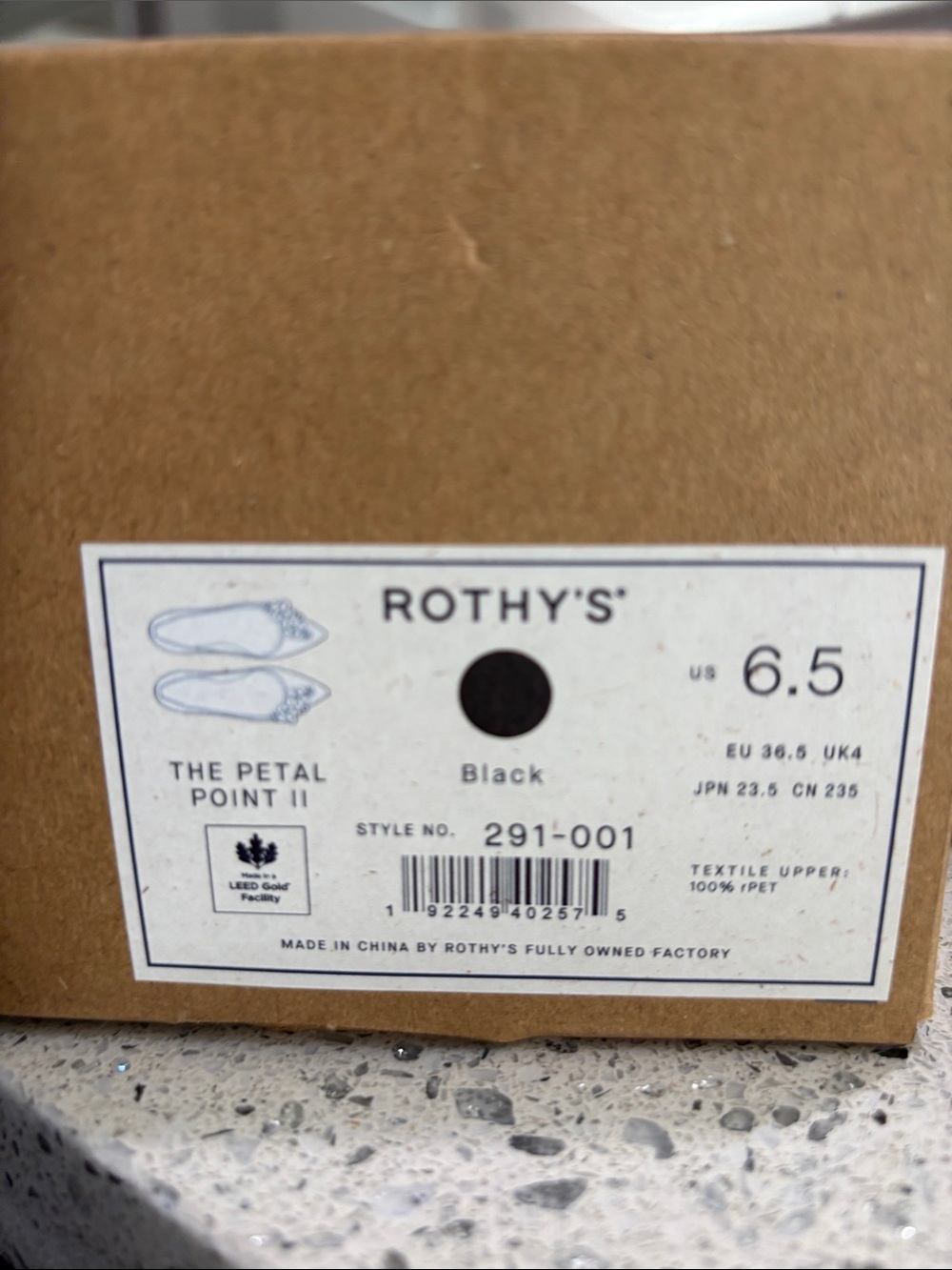 Rothy's Black Pointed Knit Floral-Embellished Flats with Blue Trim - Picture 6 of 6